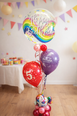 Einhornballon mit Happy Birthday Ballons